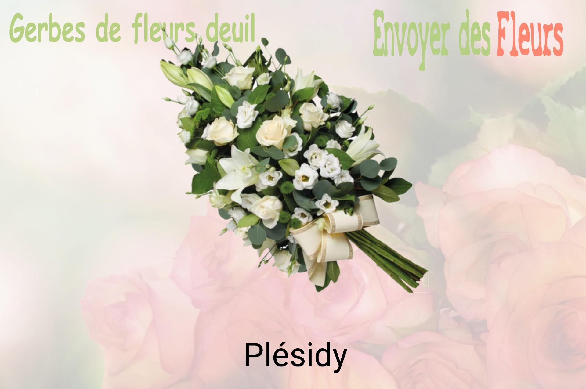 Gerbe de fleurs de deuil livrée à Plésidy